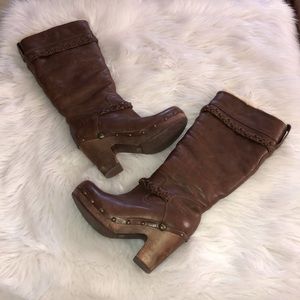 Ugg’s Clog Wooden Knee High Boots Flawed